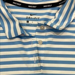 Nike Blue and White Striped Polo Shirt